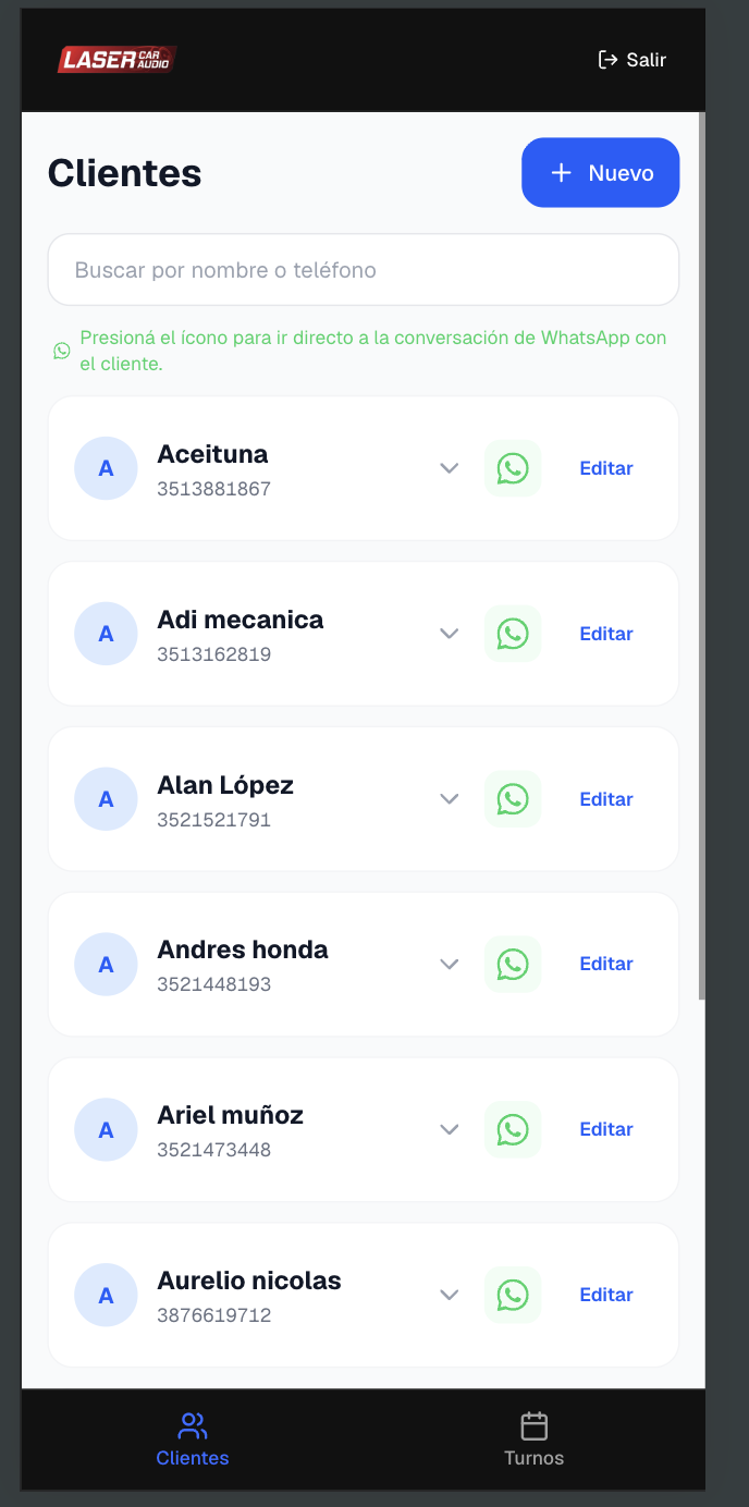 Laser Car Audio — App Móvil para Taller — vista 3